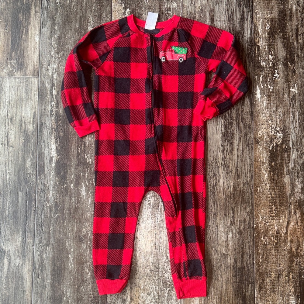 Plaid Red and Black Christmas Kids Pajamas